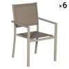Happy Garden Chaises De Jardin Lot De 6 Chaises En Aluminium Taupe Et Textilène Taupe