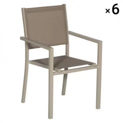 Happy Garden Chaises De Jardin Lot De 6 Chaises En Aluminium Taupe Et Textilène Taupe