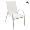 Happy Garden Chaises De Jardin Lot De 6 Chaises En Textilène Blanc Et Aluminium Blanc -Fauteuils de jardin Soldes Boutique lot de 6 chaises en textilene blanc et aluminium blanc
