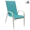 Happy Garden Chaises De Jardin Lot De 6 Chaises En Textilène Bleu Et Aluminium Blanc -Fauteuils de jardin Soldes Boutique lot de 6 chaises en textilene bleu et aluminium blanc