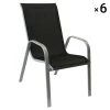Happy Garden Chaises De Jardin Lot De 6 Chaises En Textilène Noir Et Aluminium Gris