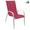 Happy Garden Chaises De Jardin Lot De 6 Chaises En Textilène Rose Et Aluminium Blanc