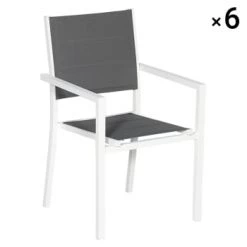 Happy Garden Chaises De Jardin Lot De 6 Chaises Rembourrées Gris En Aluminium Anthracite -Fauteuils de jardin Soldes Boutique lot de 6 chaises rembourrees gris en aluminium blanc