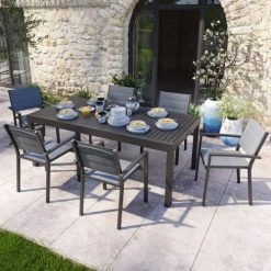 Homifab Lot De 6 Fauteuils De Jardin En Aluminium Noir -Fauteuils de jardin Soldes Boutique lot de 6 fauteuils de jardin en aluminium noir 1