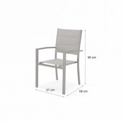 Kerama Chaises De Jardin Lot De 8 Chaises Empilables Aluminium Et Textilène Tapissé Marron -Fauteuils de jardin Soldes Boutique lot de 8 chaises empilables aluminium et textilene tapisse marron 4