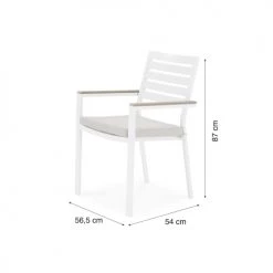 Kerama Chaises De Jardin Lot De 8 Chaises Empilables En Aluminium Blanc Avec Coussin -Fauteuils de jardin Soldes Boutique lot de 8 chaises empilables en aluminium blanc avec coussin 5