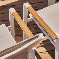 Kerama Chaises De Jardin Lot De 8 Chaises Empilables En Aluminium Blanc En Textilène -Fauteuils de jardin Soldes Boutique lot de 8 chaises empilables en aluminium blanc en textilene 3