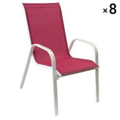 Happy Garden Chaises De Jardin Lot De 8 Chaises En Textilène Taupe Et Aluminium Blanc -Fauteuils de jardin Soldes Boutique lot de 8 chaises en textilene rose et aluminium blanc 2