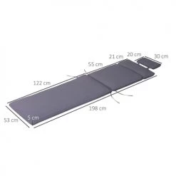 Outsunny Matelas Pour Bain De Soleil Matelas Bain De Soleil Chaise Longue Déhoussable Polyester Gris -Fauteuils de jardin Soldes Boutique matelas bain de soleil chaise longue dehoussable polyester gris 2