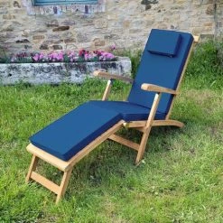 TECK’Attitude Matelas Pour Bain De Soleil Matelas Bleu Marine Pour Chaise Longue -Fauteuils de jardin Soldes Boutique matelas bleu marine pour chaise longue 2