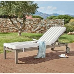 Maisons Du Monde Bains De Soleil Et Chaises Longues Matelas Pour Bain De Soleil Rayé Beige Et Blanc -Fauteuils de jardin Soldes Boutique matelas pour bain de soleil raye beige et blanc 1000 1 1 156826 5