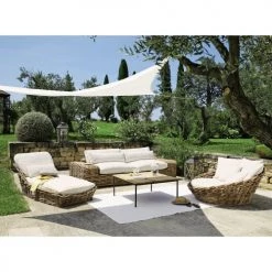 Maisons Du Monde Bains De Soleil Et Chaises Longues Méridienne De Jardin En Rotin Et Coussins écrus -Fauteuils de jardin Soldes Boutique meridienne de jardin en rotin et coussins ecrus 1000 10 13 130434 6