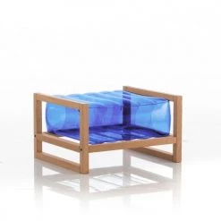 Mojow Poufs De Jardin Pouf En Bois Et Tpu Bleu