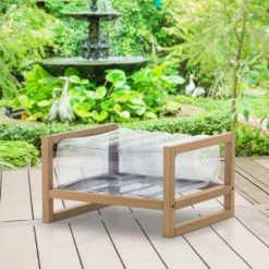 Mojow Poufs De Jardin Pouf En Bois Et Tpu Noir -Fauteuils de jardin Soldes Boutique pouf en bois et tpu noir 5