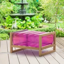 Mojow Poufs De Jardin Pouf Tpu Rose Cadre En Bois -Fauteuils de jardin Soldes Boutique pouf tpu rose cadre en bois 4