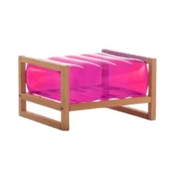 Mojow Poufs De Jardin Pouf En Bois Et Tpu Noir -Fauteuils de jardin Soldes Boutique pouf tpu rose cadre en bois 6