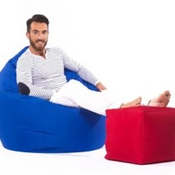 Jumbo Bag Poufs De Jardin Repose Pieds D'extérieur En Tissu Rouge -Fauteuils de jardin Soldes Boutique repose pieds d exterieur en tissu rouge 2