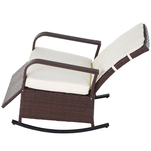 Outsunny Fauteuils De Jardin Rocking Chair Extérieur Cosy Coussins Inclus Résine Tressée Chocolat 6 Outsunny Fauteuils De Jardin Rocking Chair Extérieur Cosy Coussins Inclus Résine Tressée Chocolat – Image 4
