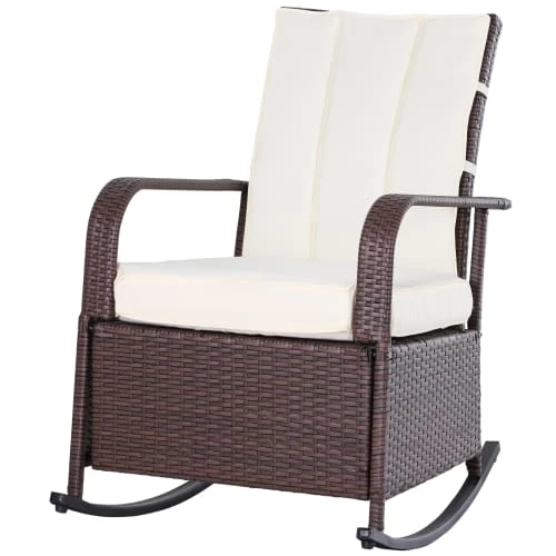 Outsunny Fauteuils De Jardin Rocking Chair Extérieur Cosy Coussins Inclus Résine Tressée Chocolat 3 Outsunny Fauteuils De Jardin Rocking Chair Extérieur Cosy Coussins Inclus Résine Tressée Chocolat