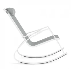 Bizzotto Fauteuils De Jardin Rocking Chair Extérieur En Acier Et Textilène Blanc -Fauteuils de jardin Soldes Boutique rocking chair exterieur en acier et textilene blanc 2