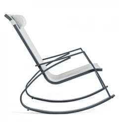Bizzotto Fauteuils De Jardin Rocking Chair Extérieur En Acier Et Textilène Gris Anthracite -Fauteuils de jardin Soldes Boutique rocking chair exterieur en acier et textilene gris anthracite 1