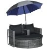 Outsunny Bains De Soleil Et Chaises Longues Salon De Jardin 2 Places 3 Pièces Canapé, Repose-pieds, Parasol Gris -Fauteuils de jardin Soldes Boutique salon de jardin 2 places 3 pieces canape repose pieds parasol gris