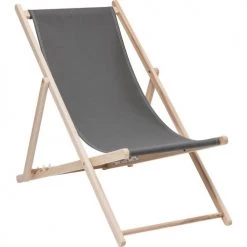 Kare Design Bains De Soleil Et Chaises Longues Set De 2 Chiliennes Pliantes En Coton Gris Et Hêtre Massif -Fauteuils de jardin Soldes Boutique set de 2 chiliennes pliantes en coton gris et hetre massif 4
