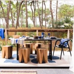 Maisons Du Monde Fauteuils De Jardin Tabouret Artisanal En Teck -Fauteuils de jardin Soldes Boutique tabouret artisanal en teck 1000 2 25 165378 26