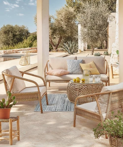 Maisons Du Monde Fauteuils De Jardin Tabouret En Teck Et Fibre Végétale Tressée 6 Maisons Du Monde Fauteuils De Jardin Tabouret En Teck Et Fibre Végétale Tressée – Image 4