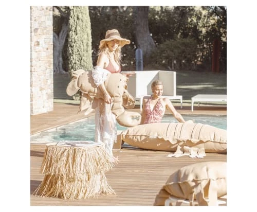 MX HOME Fauteuils De Jardin Tabouret Extérieur Effet Raphia à Frange 4 MX HOME Fauteuils De Jardin Tabouret Extérieur Effet Raphia à Frange – Image 2