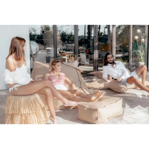 MX HOME Fauteuils De Jardin Tabouret Extérieur Effet Raphia à Frange 5 MX HOME Fauteuils De Jardin Tabouret Extérieur Effet Raphia à Frange – Image 3