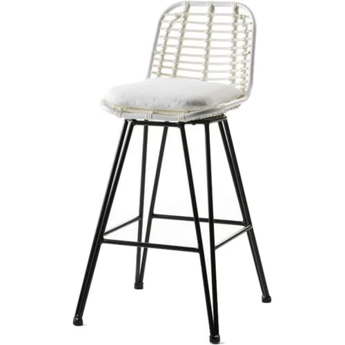 Thai Natura Chaises De Jardin Tabouret Extérieure Cannage Rembourrée Couleur Beige Blanc 3 Thai Natura Chaises De Jardin Tabouret Extérieure Cannage Rembourrée Couleur Beige Blanc
