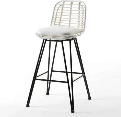 Thai Natura Chaises De Jardin Tabouret Extérieure Cannage Rembourrée Couleur Beige Blanc 4 Thai Natura Chaises De Jardin Tabouret Extérieure Cannage Rembourrée Couleur Beige Blanc – Image 2