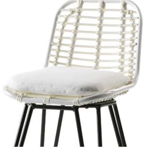 Thai Natura Chaises De Jardin Tabouret Extérieure Cannage Rembourrée Couleur Beige Blanc 5 Thai Natura Chaises De Jardin Tabouret Extérieure Cannage Rembourrée Couleur Beige Blanc – Image 3