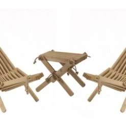 EcoFurn Chaises De Jardin Tabouret Papillon - Pin Thermo