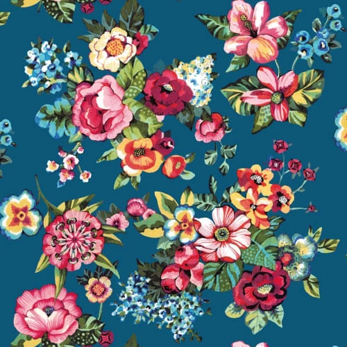 Vent De Bohème Bains De Soleil Et Chaises Longues Toile De Chilienne Prête à Poser Imprimé Fleuri Bleu 3 Vent De Bohème Bains De Soleil Et Chaises Longues Toile De Chilienne Prête à Poser Imprimé Fleuri Bleu