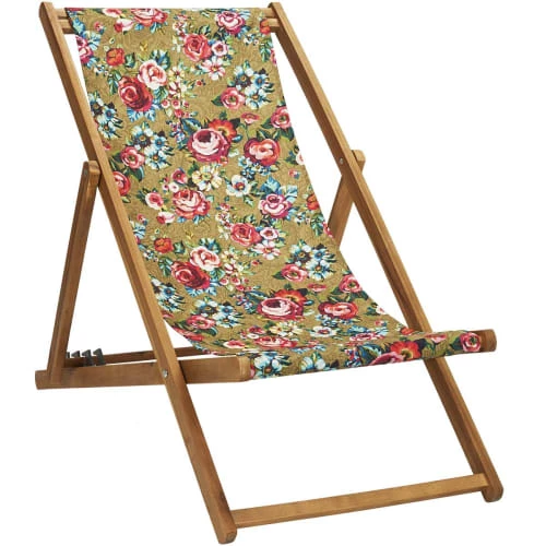 Vent De Bohème Bains De Soleil Et Chaises Longues Toile De Chilienne Prête à Poser Imprimé Fleuri Doré 4 Vent De Bohème Bains De Soleil Et Chaises Longues Toile De Chilienne Prête à Poser Imprimé Fleuri Doré – Image 2