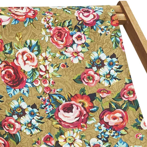 Vent De Bohème Bains De Soleil Et Chaises Longues Toile De Chilienne Prête à Poser Imprimé Fleuri Doré 5 Vent De Bohème Bains De Soleil Et Chaises Longues Toile De Chilienne Prête à Poser Imprimé Fleuri Doré – Image 3