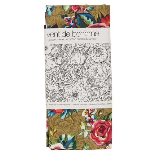 Vent De Bohème Bains De Soleil Et Chaises Longues Toile De Chilienne Prête à Poser Imprimé Fleuri Doré 6 Vent De Bohème Bains De Soleil Et Chaises Longues Toile De Chilienne Prête à Poser Imprimé Fleuri Doré – Image 4