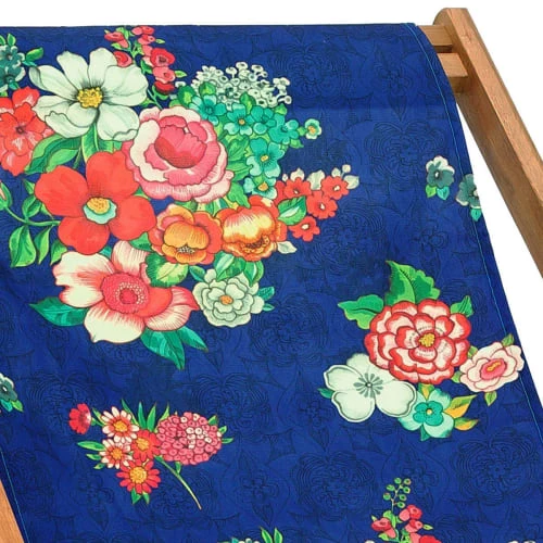 Vent De Bohème Bains De Soleil Et Chaises Longues Toile De Chilienne Prête à Poser Imprimé Fleuri Indigo 5 Vent De Bohème Bains De Soleil Et Chaises Longues Toile De Chilienne Prête à Poser Imprimé Fleuri Indigo – Image 3