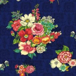 Vent De Bohème Bains De Soleil Et Chaises Longues Toile De Chilienne Prête à Poser Imprimé Fleuri Indigo