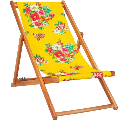 Vent De Bohème Bains De Soleil Et Chaises Longues Toile De Chilienne Prête à Poser Imprimé Fleuri Jaune 4 Vent De Bohème Bains De Soleil Et Chaises Longues Toile De Chilienne Prête à Poser Imprimé Fleuri Jaune – Image 2
