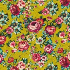 Vent De Bohème Bains De Soleil Et Chaises Longues Toile De Chilienne Prête à Poser Imprimé Fleuri Jaune