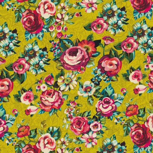 Vent De Bohème Bains De Soleil Et Chaises Longues Toile De Chilienne Prête à Poser Imprimé Fleuri Jaune 3 Vent De Bohème Bains De Soleil Et Chaises Longues Toile De Chilienne Prête à Poser Imprimé Fleuri Jaune