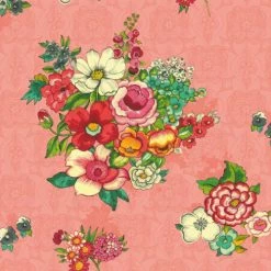 Vent De Bohème Bains De Soleil Et Chaises Longues Toile De Chilienne Prête à Poser Imprimé Fleuri Pêche