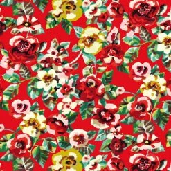 Vent De Bohème Bains De Soleil Et Chaises Longues Toile De Chilienne Prête à Poser Imprimé Fleuri Rouge