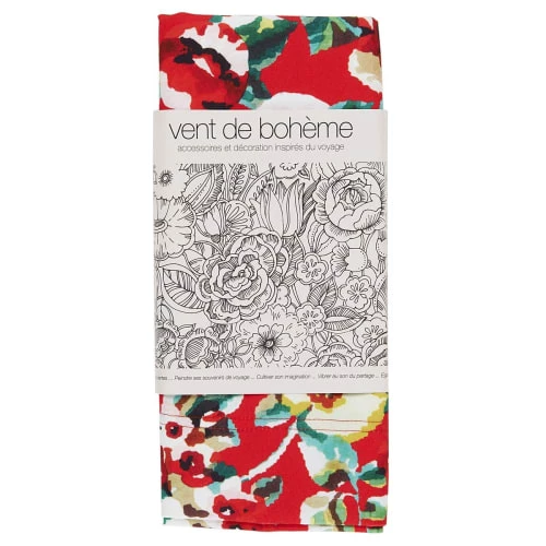 Vent De Bohème Bains De Soleil Et Chaises Longues Toile De Chilienne Prête à Poser Imprimé Fleuri Rouge 6 Vent De Bohème Bains De Soleil Et Chaises Longues Toile De Chilienne Prête à Poser Imprimé Fleuri Rouge – Image 4