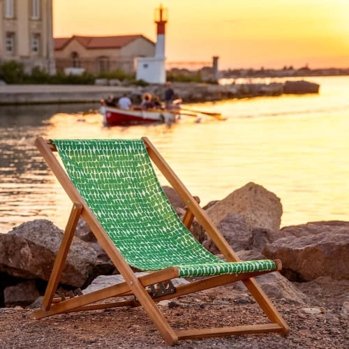 Vent De Bohème Bains De Soleil Et Chaises Longues Toile De Chilienne Prête à Poser Imprimé Graphique Vert 6 Vent De Bohème Bains De Soleil Et Chaises Longues Toile De Chilienne Prête à Poser Imprimé Graphique Vert – Image 4