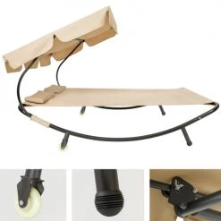 Tectake Bains De Soleil Et Chaises Longues Transat 2 Places Beige -Fauteuils de jardin Soldes Boutique transat 2 places beige 4