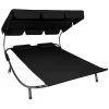 Tectake Bains De Soleil Et Chaises Longues Transat 2 Places Noir -Fauteuils de jardin Soldes Boutique transat 2 places noir